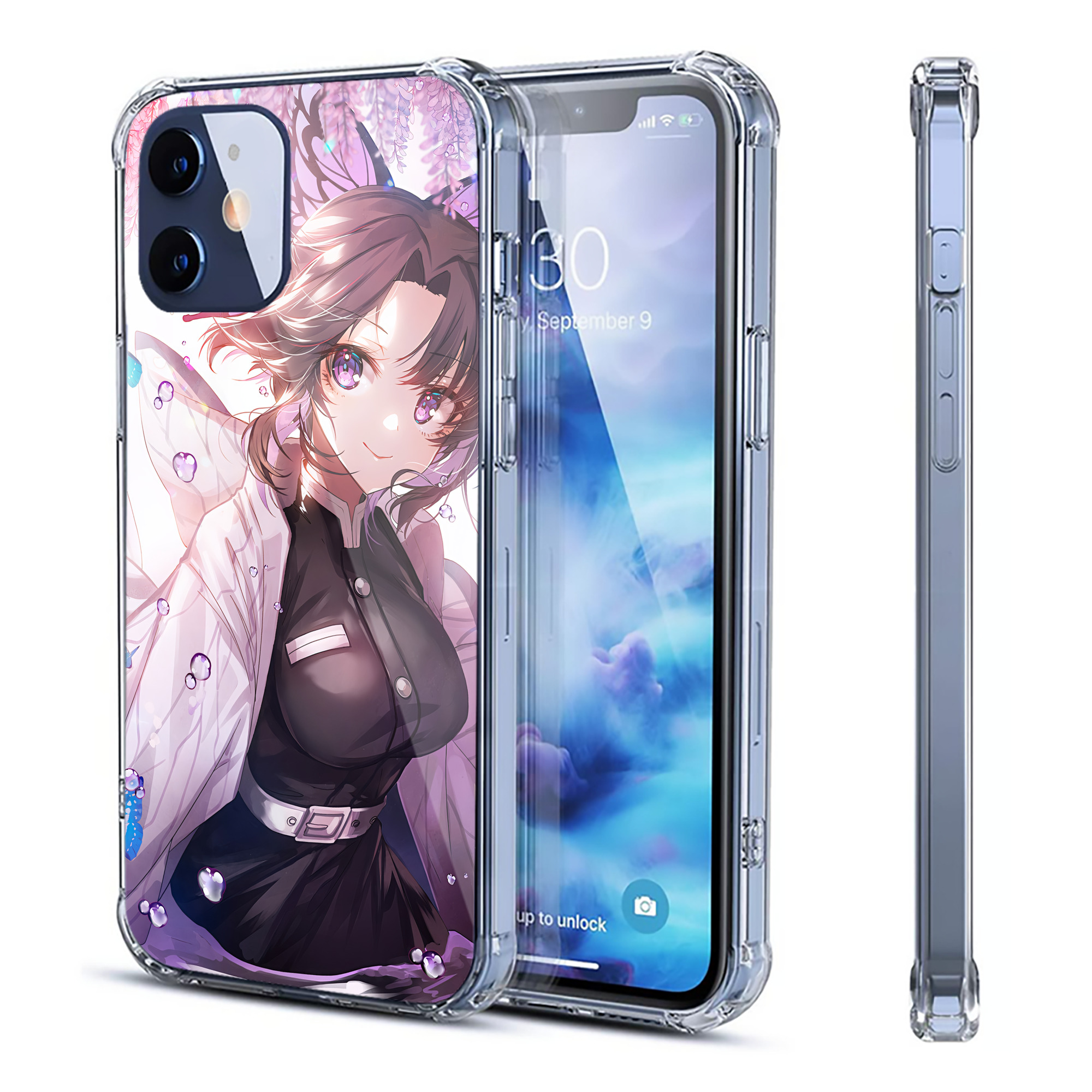 （画像用） 鬼滅の刃（きめつのやいば）蟲柱-胡蝶 しのぶ／こちょう しのぶ Kochou Shinobu 【iPhone 12シリーズ対応】透明スマホケース（クリアソフトケース）